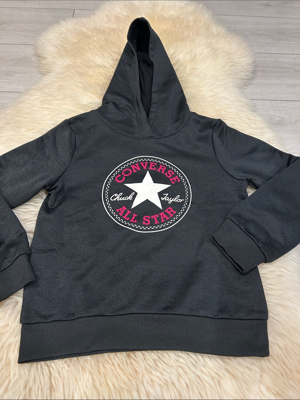 Converse Black Hoodie with Pink and White All Star Patch